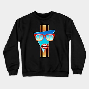 Chrome Wave: Red Lips Crewneck Sweatshirt